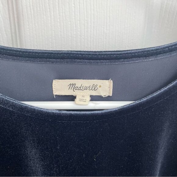 Madewell Navy Blue Velvet Butterfly Sleeve Top Tshirt Women’s Size M - Picture 5 of 7